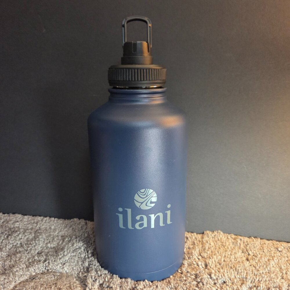 Blue Powder Coated Stainless Steel Insulated Water Bottle 64 oz Half Gallon